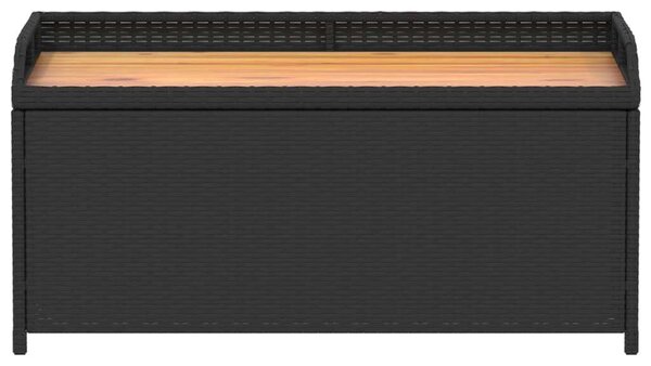 VidaXL fekete polyrattan és akácfa tárolópad 100 x 50 x 52 cm