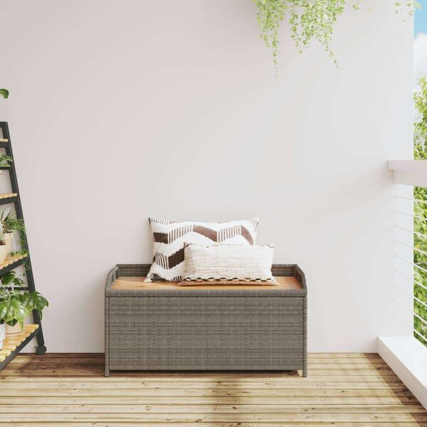 VidaXL szürke polyrattan és akácfa tárolópad 100 x 50 x 52 cm