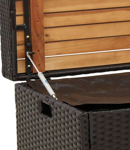 VidaXL fekete polyrattan és akácfa tárolópad 100 x 50 x 52 cm
