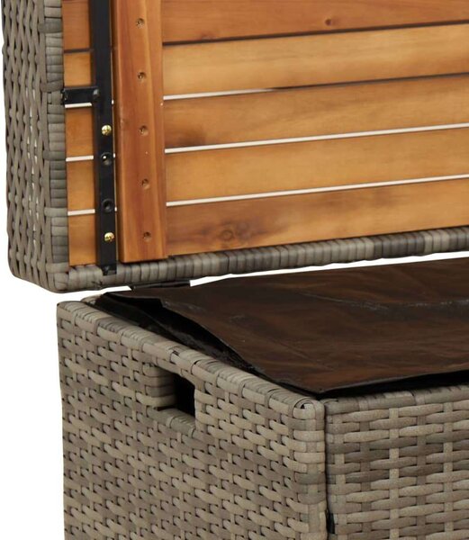 VidaXL szürke polyrattan és akácfa tárolópad 100 x 50 x 52 cm