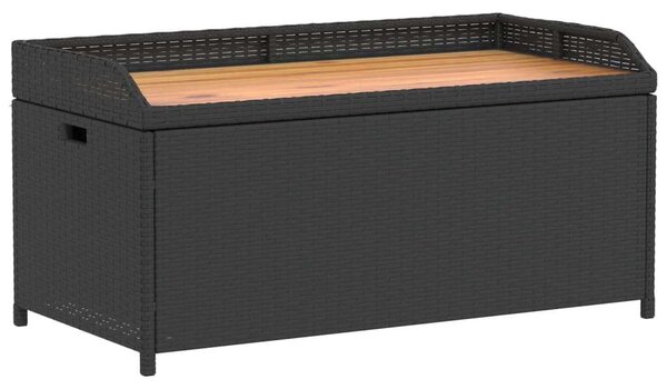 VidaXL fekete polyrattan és akácfa tárolópad 100 x 50 x 52 cm