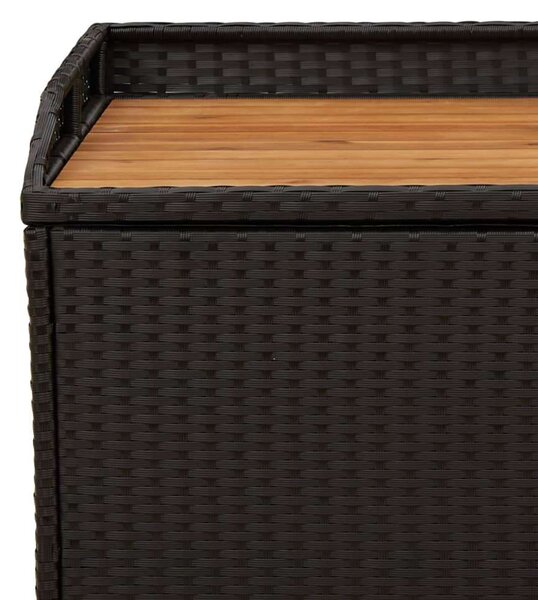 VidaXL fekete polyrattan és akácfa tárolópad 100 x 50 x 52 cm