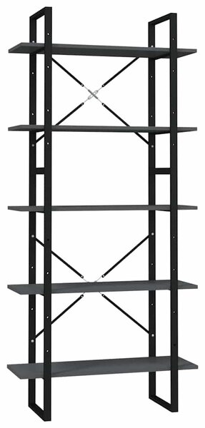 5 szintes szürke szerelt fa könyvszekrény 80 x 30 x 175 cm
