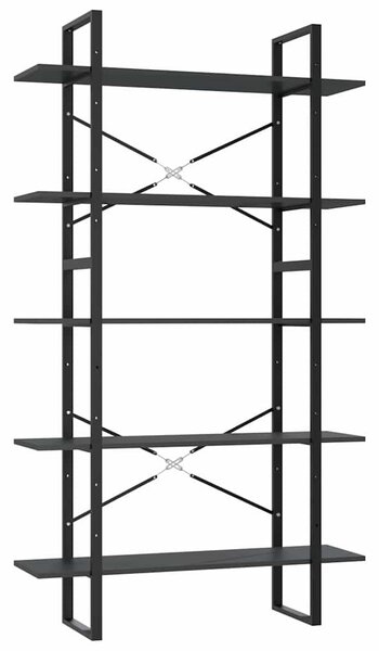 5 szintes szürke szerelt fa könyvszekrény 100 x 30 x 175 cm