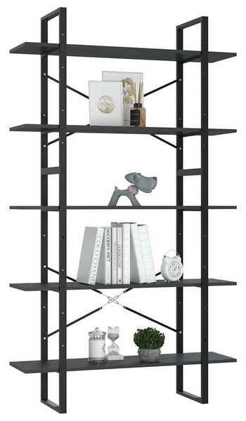 5 szintes szürke szerelt fa könyvszekrény 100 x 30 x 175 cm