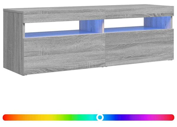 Szürke sonoma színű TV-szekrény LED-lámpákkal 120 x 35 x 40 cm