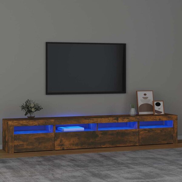 Füstös tölgy színű TV-szekrény LED-lámpákkal 240x35x40 cm