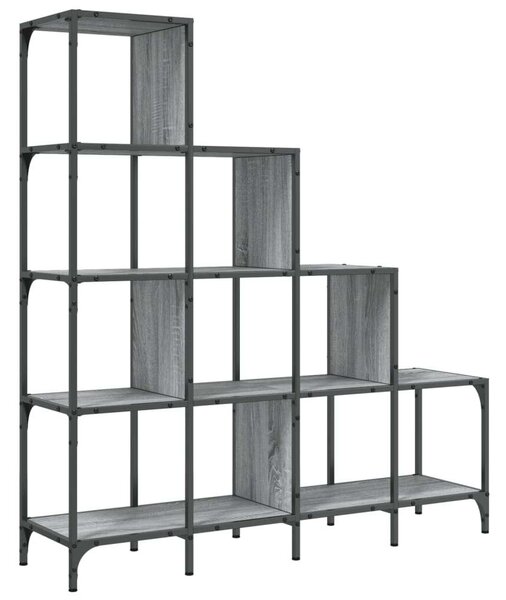 VidaXL szürke sonoma szerelt fa és fém könyvszekrény 122 x 30 x 132 cm