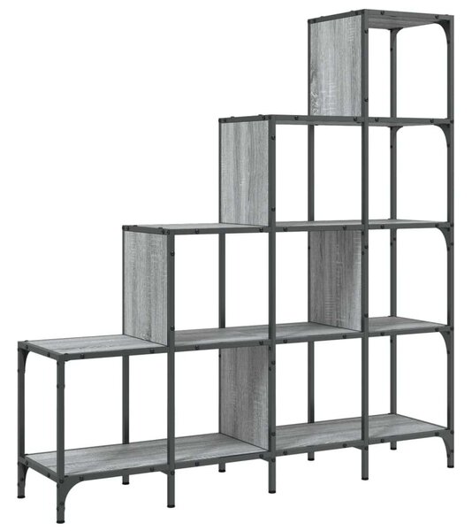 VidaXL szürke sonoma szerelt fa és fém könyvszekrény 122 x 30 x 132 cm