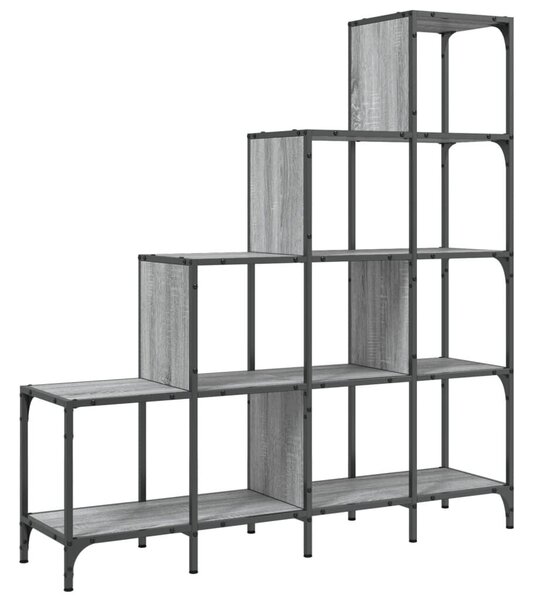 VidaXL szürke sonoma szerelt fa és fém könyvszekrény 122 x 30 x 132 cm