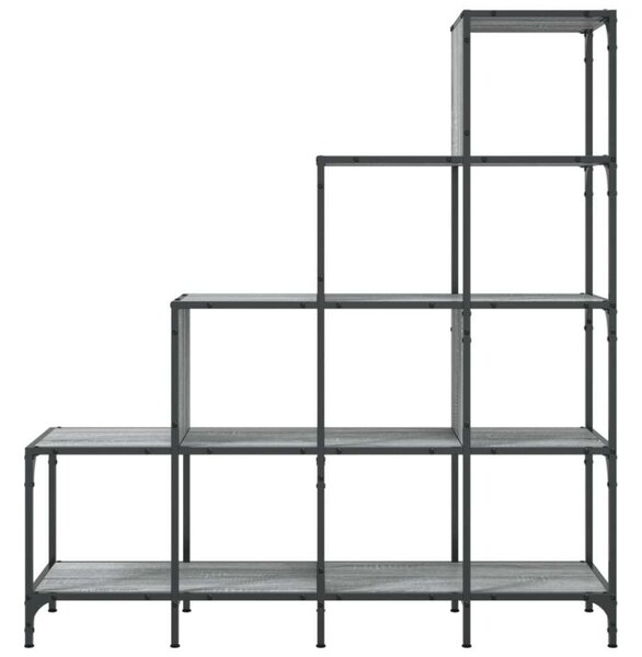 VidaXL szürke sonoma szerelt fa és fém könyvszekrény 122 x 30 x 132 cm