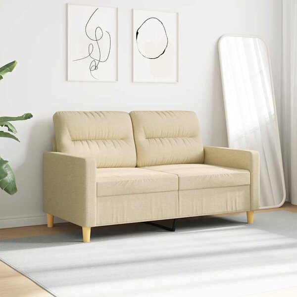 Kétszemélyes krémszínű szövetkanapé 120 cm