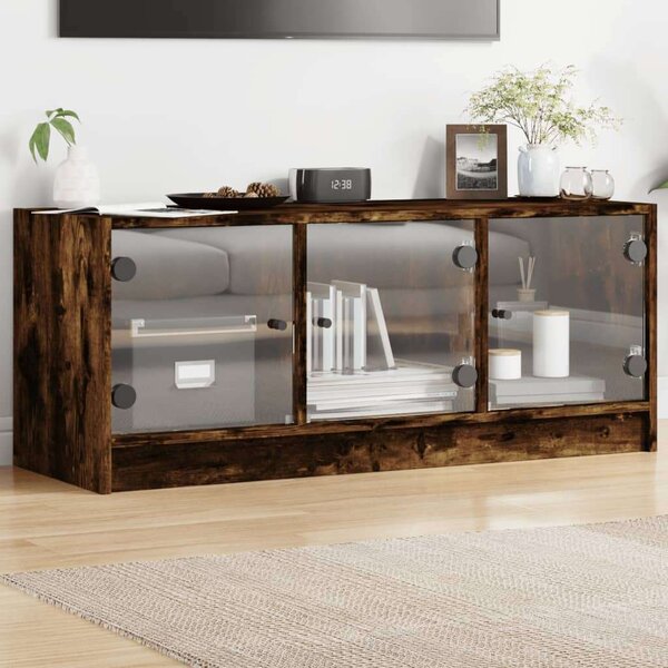 VidaXL sonoma-tölgyszínű TV-szekrény üvegajtókkal 102 x 37 x 42 cm