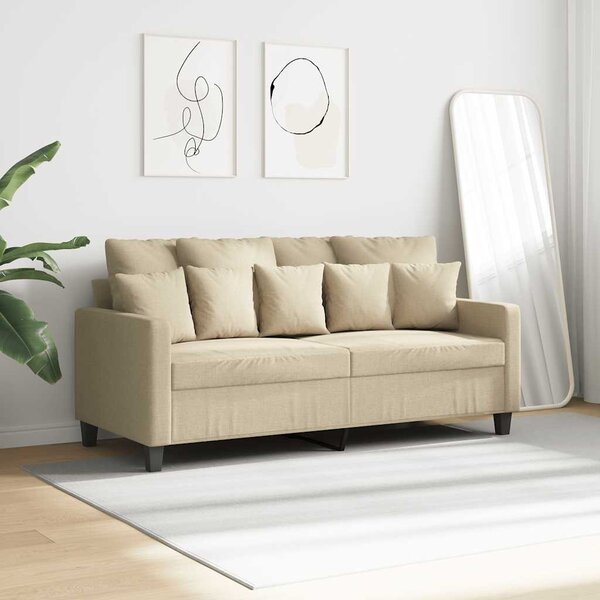 Kétszemélyes krémszínű szövetkanapé 140 cm