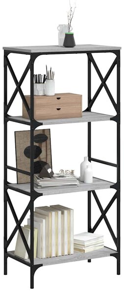 4 szintes szürke sonoma szerelt fa könyvespolc 59 x 35 x 132 cm