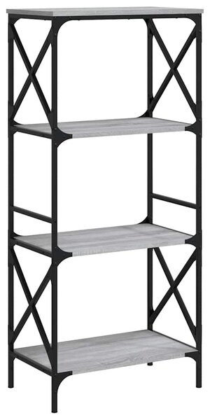4 szintes szürke sonoma szerelt fa könyvespolc 59 x 35 x 132 cm