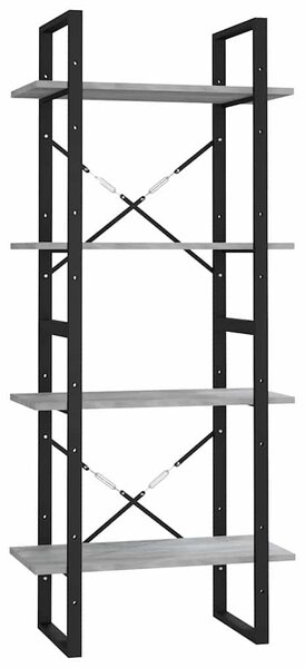 4 szintes szürke sonoma szerelt fa könyvszekrény 60x30x140 cm