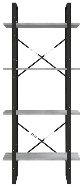 4 szintes szürke sonoma szerelt fa könyvszekrény 60x30x140 cm