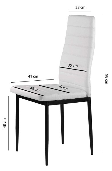 ModernHome eko-bőr Szék garnitúra étkezőbe és nappaliba 4db - Fehér, Fekete