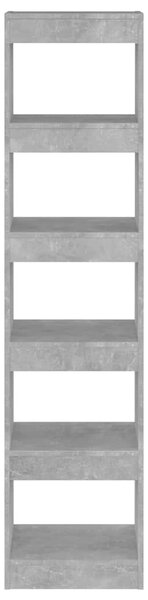 Betonszürke térelválasztó könyvszekrény 40 x 30 x 166 cm