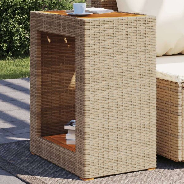 VidaXL Kerti Kisasztal - Polyrattan - Fa - 60x40x75 cm