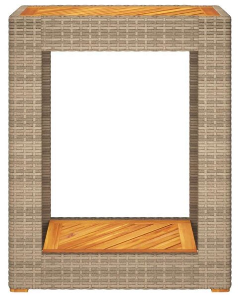 VidaXL Kerti Kisasztal - Polyrattan - Fa - 60x40x75 cm