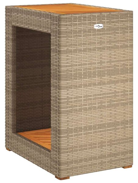 VidaXL Kerti Kisasztal - Polyrattan - Fa - 60x40x75 cm