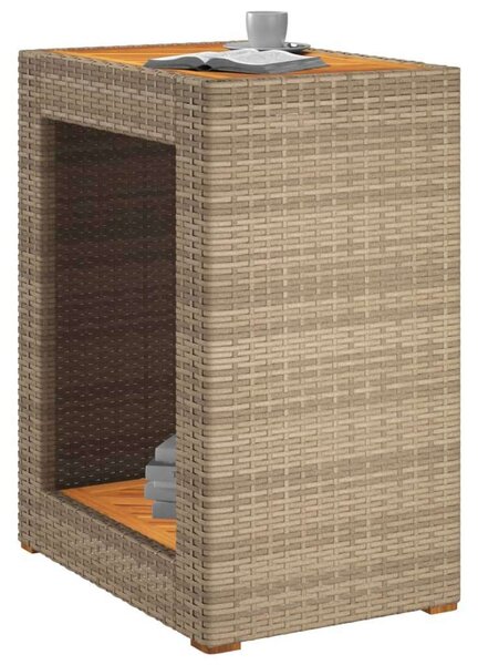 VidaXL Kerti Kisasztal - Polyrattan - Fa - 60x40x75 cm