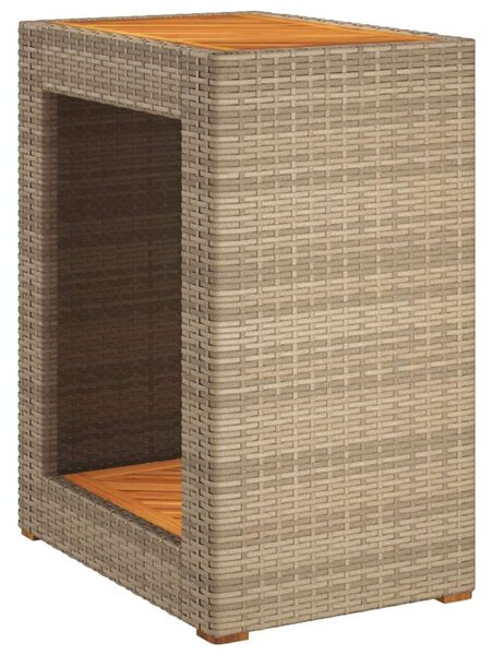VidaXL Kerti Kisasztal - Polyrattan - Fa - 60x40x75 cm