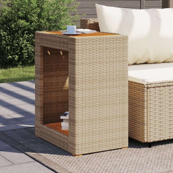 VidaXL Kerti Kisasztal - Polyrattan - Fa - 60x40x75 cm