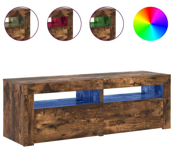 Füstös tölgy színű TV-szekrény LED-ekkel 120 x 35 x 40 cm