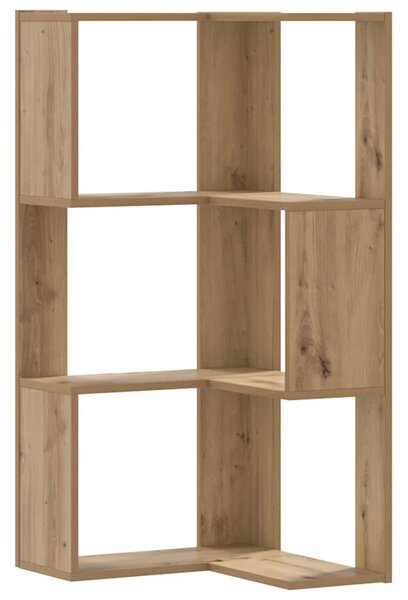 3 szintes szerelt fa sarok könyvespolc 50 x 50 x 102 cm