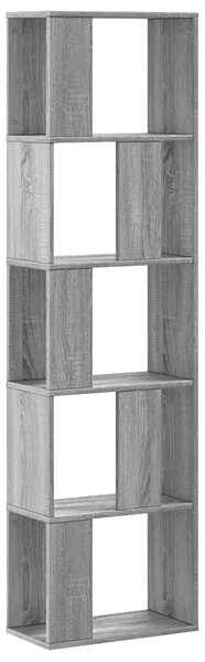 5 szintes szürke sonoma szerelt fa könyvespolc 45x23,5x162,5 cm