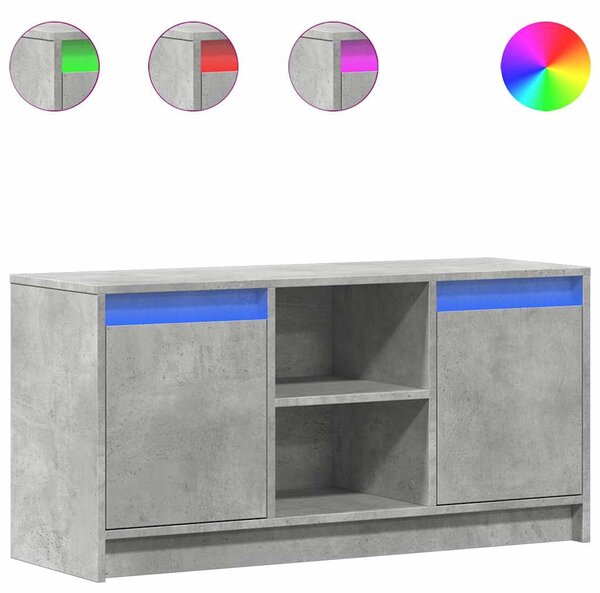 Betonszürke szerelt fa TV-szekrény LED-ekkel 100 x 34 x 50 cm