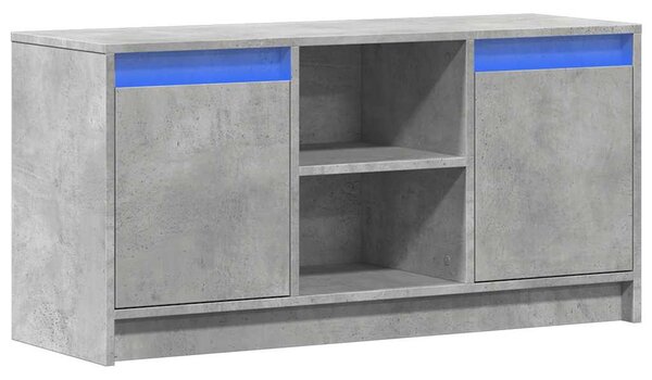 Betonszürke szerelt fa TV-szekrény LED-ekkel 100 x 34 x 50 cm