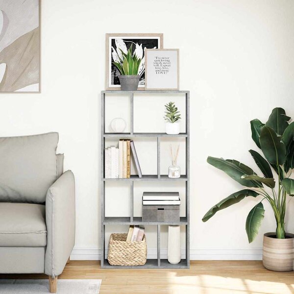 Betonszürke szerelt fa könyvespolc 60 x 20 x 120,5 cm
