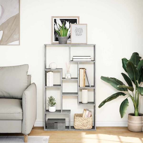 Betonszürke szerelt fa könyvespolc 72 x 20 x 120,5 cm