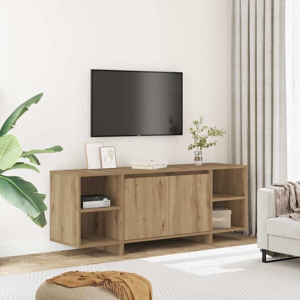 Kézműves tölgy színű szerelt fa TV-szekrény 130 x 35 x 50 cm