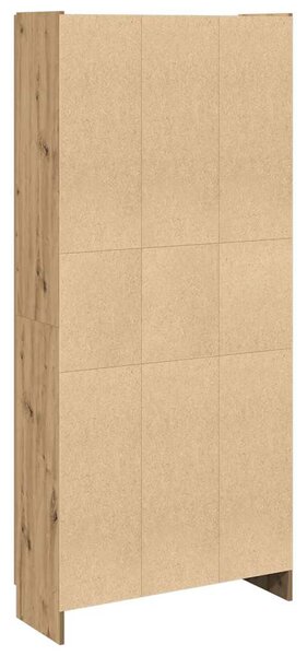 Kézműves tölgy színű szerelt fa magasszekrény 82,5x30,5x185 cm