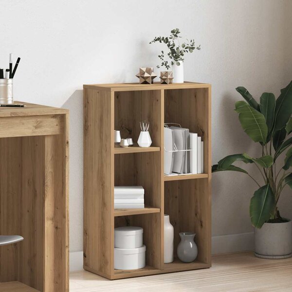 Kézműves tölgy színű szerelt fa könyvszekrény 50x25x80 cm