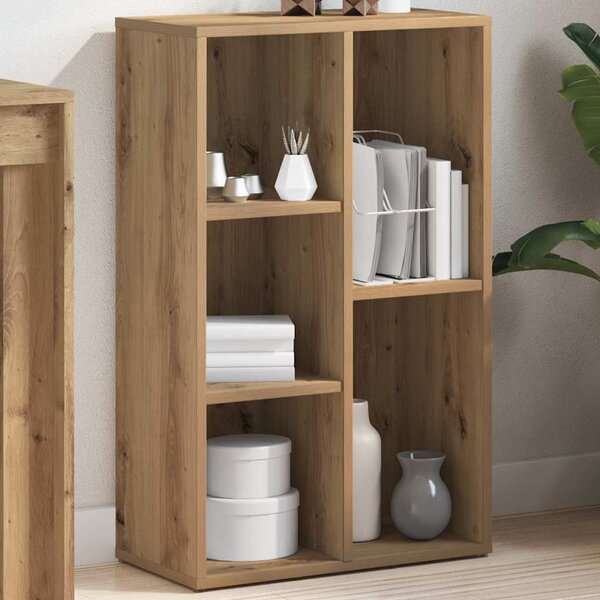 Kézműves tölgy színű szerelt fa könyvszekrény 50x25x80 cm