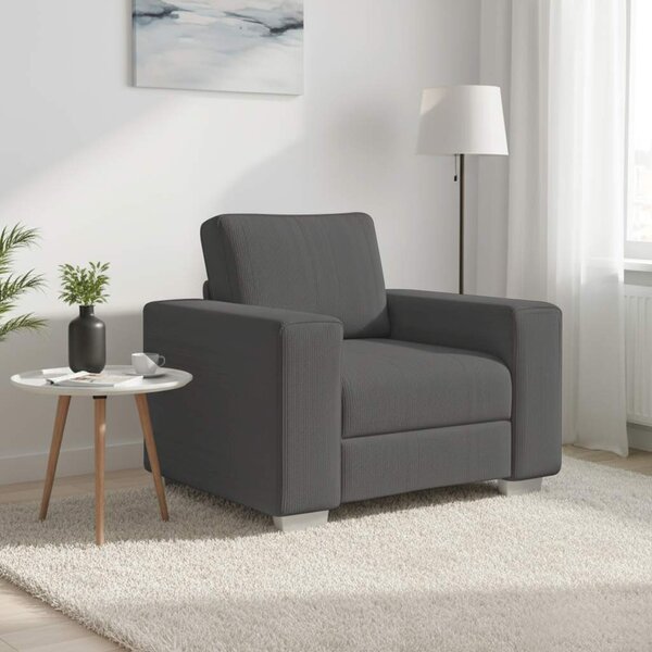 Sötétszürke kordbársony szövet kanapéfotel 100x77x82 cm