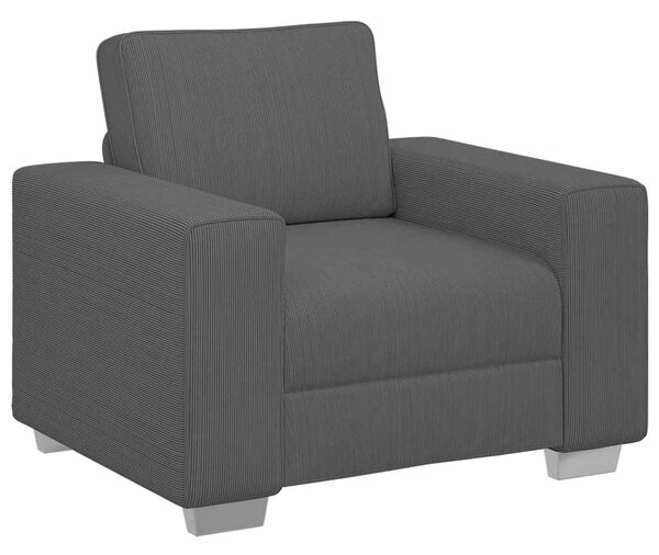 Sötétszürke kordbársony szövet kanapéfotel 100x77x82 cm