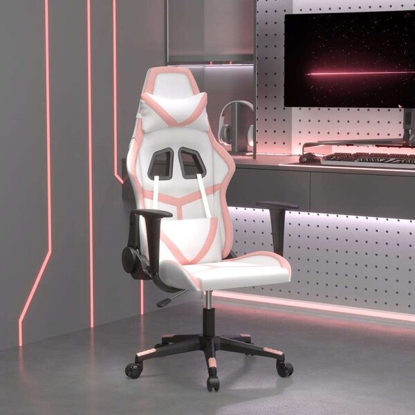 Gamer Szék - Masszázs Funkció - Fehér/Rózsaszín