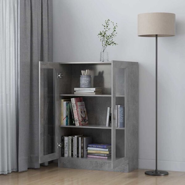 Betonszürke szerelt fa vitrinszekrény 82,5 x 30,5 x 115 cm