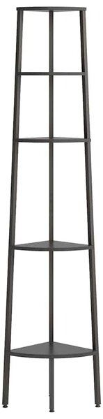 5 szintes fekete sarokpolc 45,5 x 31,5 x 180 cm