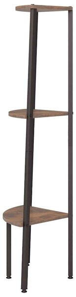 3 szintes sötétbarna és fekete sarokpolc 45,5 x 31,5 x 120 cm