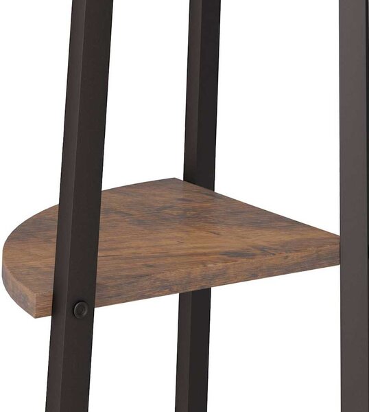 3 szintes sötétbarna és fekete sarokpolc 45,5 x 31,5 x 120 cm