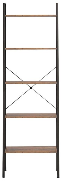 5 szintes sötétbarna és fekete állópolc 56 x 35 x 174 cm