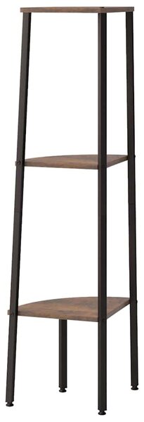 3 szintes sötétbarna és fekete sarokpolc 45,5 x 31,5 x 120 cm